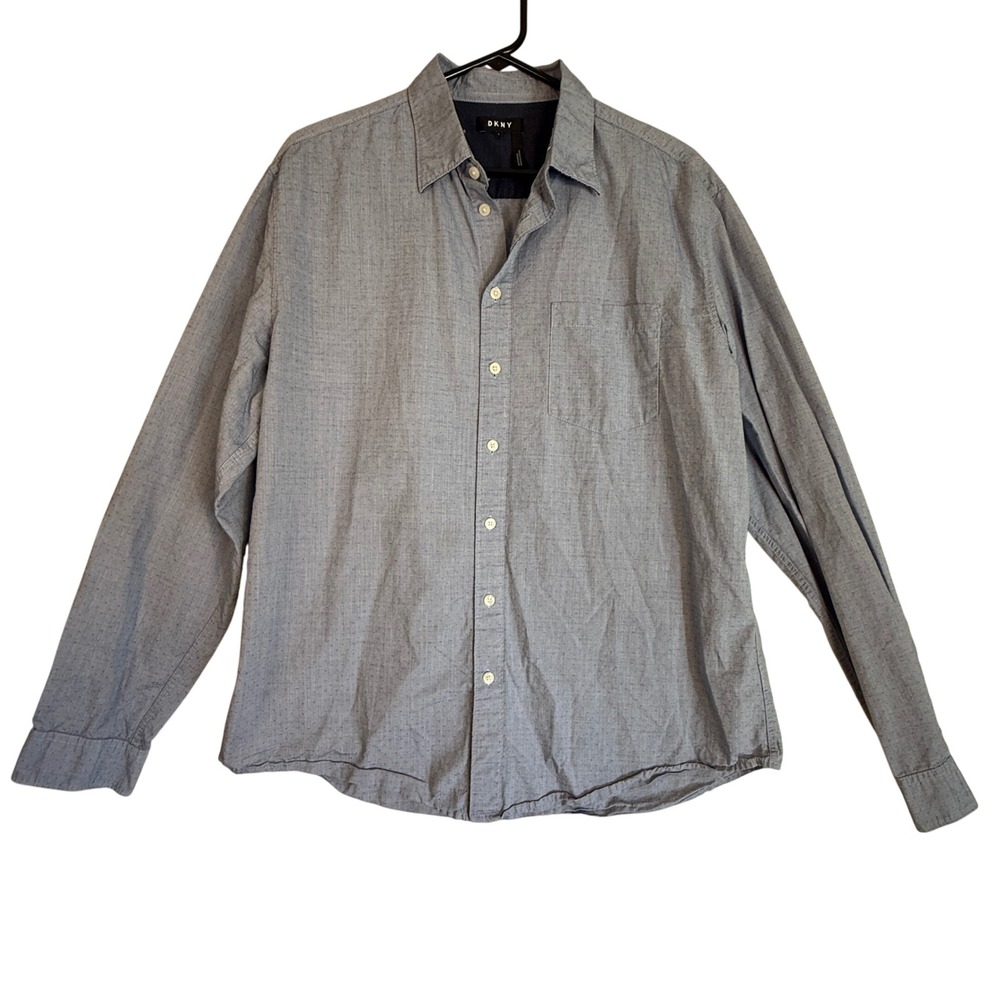 DKNY Mens Light Blue Button Down Shirt Long Sleeve‎ Casual Dress Shirt